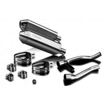 Delkevic slip-on kit Tri-Oval RVS 320mm zonder e-keur - GW250 Inazuma (2012-2017)