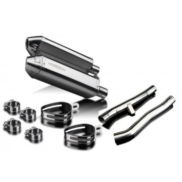 Delkevic slip-on kit Tri-Oval RVS 320mm zonder e-keur - GSX1400 K2-K4 (2001-2004)