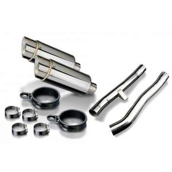 Delkevic slip-on kit Round RVS 200mm zonder e-keur - GSX1400 K2-K4 (2001-2004)