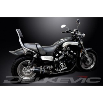 Delkevic slip-on kit Oval Carbon 225mm zonder e-keur - VMX1200 V-MAX (1984-2007)