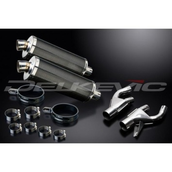 Delkevic slip-on kit Oval Carbon 350mm zonder e-keur - VMX1200 V-MAX (1984-2007)