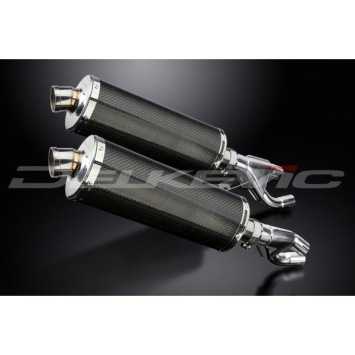 Delkevic slip-on kit Oval Carbon 350mm zonder e-keur - VMX1200 V-MAX (1984-2007)