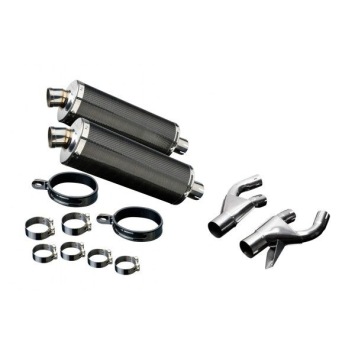 Delkevic slip-on kit Oval Carbon 350mm zonder e-keur - VMX1200 V-MAX (1984-2007)