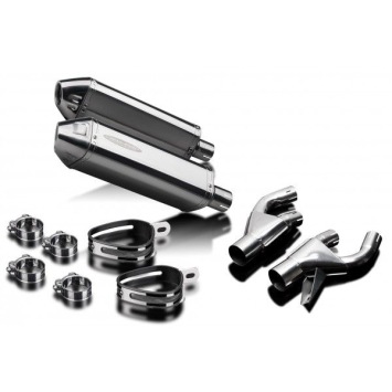 Delkevic slip-on kit Tri-Oval RVS 320mm zonder e-keur - VMX1200 V-MAX (1984-2007)