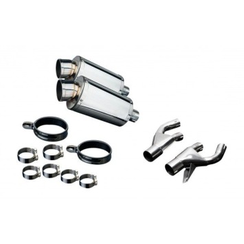 Delkevic slip-on kit Oval RVS 225mm zonder e-keur - VMX1200 V-MAX (1984-2007)