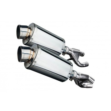 Delkevic slip-on kit Oval RVS 225mm zonder e-keur - VMX1200 V-MAX (1984-2007)