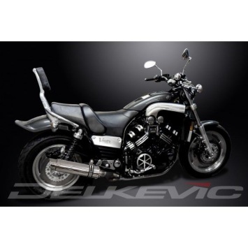 Delkevic slip-on kit Round RVS 350mm zonder e-keur - VMX1200 V-MAX (1984-2007)