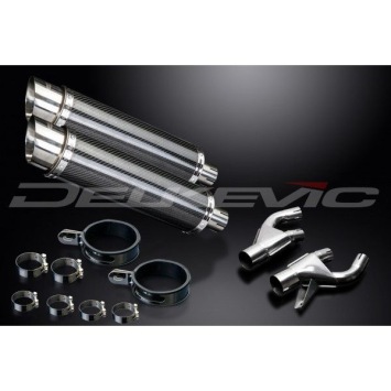 Delkevic slip-on kit Round Carbon 350mm zonder e-keur - VMX1200 V-MAX (1984-2007)