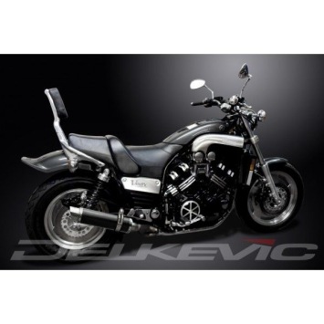 Delkevic slip-on kit Round Carbon 350mm zonder e-keur - VMX1200 V-MAX (1984-2007)