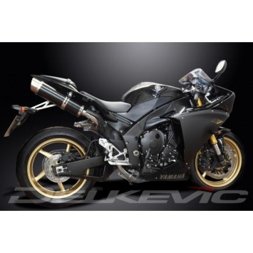 Delkevic slip-on kit Round Carbon 350mm zonder e-keur - YZF-R1 (2009-2014)