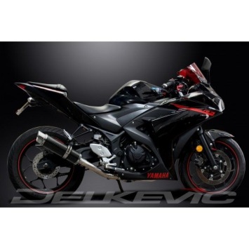 Delkevic volledig systeem Round Carbon 350mm zonder e-keur - YZF-R3 (2015-2020) MT03 (2017-2020)