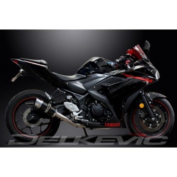 Delkevic volledig systeem Round Carbon 200mm zonder e-keur - YZF-R3 (2015-2020) MT03 (2017-2020)