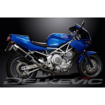 Delkevic slip-on kit Round Carbon 350mm zonder e-keur - TRX850 (1996-1999)