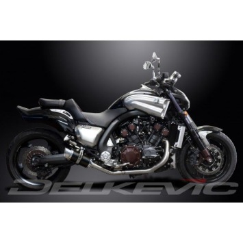 Delkevic slip-on kit Round Carbon 200mm zonder e-keur - V-Max 1700 (2009-2016)