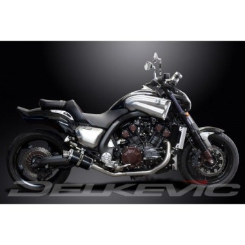 Delkevic slip-on kit Oval Carbon 225mm zonder e-keur - V-Max 1700 (2009-2016)