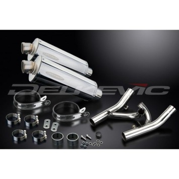 Delkevic slip-on kit Oval RVS 350mm zonder e-keur - V-Max 1700 (2009-2016)