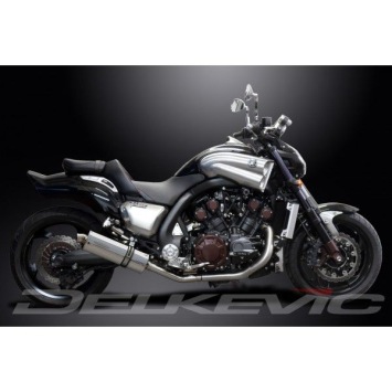 Delkevic slip-on kit Oval RVS 350mm zonder e-keur - V-Max 1700 (2009-2016)