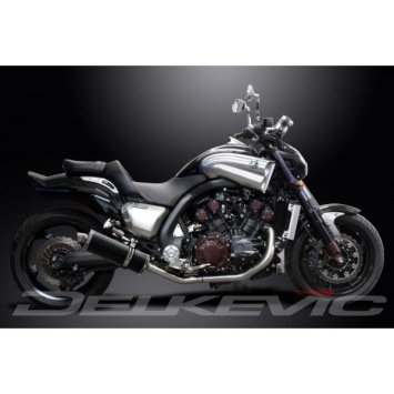 Delkevic slip-on kit Oval Carbon 350mm zonder e-keur - V-Max 1700 (2009-2016)