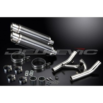 Delkevic slip-on kit Round Carbon 350mm zonder e-keur - V-Max 1700 (2009-2016)