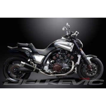 Delkevic slip-on kit Round Carbon 350mm zonder e-keur - V-Max 1700 (2009-2016)