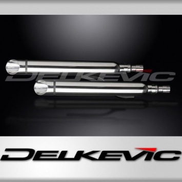 Delkevic slip-on kit SLASH CUT Round RVS 550mm zonder e-keur - XVS1100/A Dragstar 1998-2009