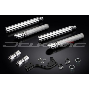 Delkevic slip-on kit SLASH CUT Round RVS 550mm zonder e-keur - XVS1100/A Dragstar 1998-2009