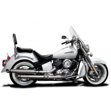 Delkevic slip-on kit SLASH CUT Round RVS 550mm zonder e-keur - XVS1100/A Dragstar 1998-2009