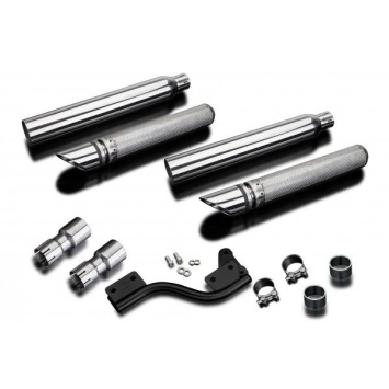 Delkevic slip-on kit SLASH CUT Round RVS 550mm zonder e-keur - XVS1100/A Dragstar 1998-2009