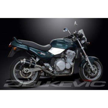 Delkevic slip-on kit Oval Carbon 225mm zonder e-keur - Trident 750/900 (1991-1993)