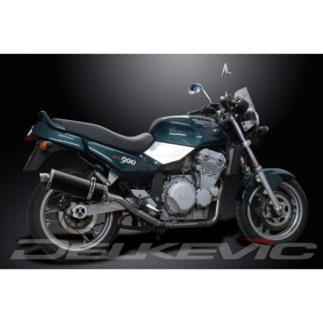 Delkevic slip-on kit Oval Carbon 350mm zonder e-keur - Trident 750/900 (1991-1993)