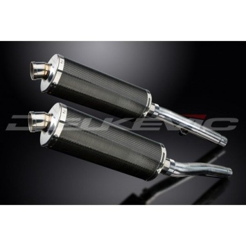 Delkevic slip-on kit Oval Carbon 350mm zonder e-keur - Trident 750/900 (1991-1993)