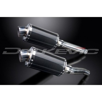 Delkevic slip-on kit Oval Carbon 225mm zonder e-keur - Trident 750 (1994-1998)