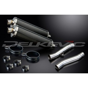 Delkevic slip-on kit Oval Carbon 450mm zonder e-keur - Trident 900 (1994-1998)