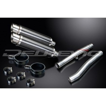 Delkevic slip-on kit Round Carbon 350mm zonder e-keur - Trophy 1200 (1991-1993)