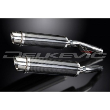 Delkevic slip-on kit Round Carbon 350mm zonder e-keur - Trophy 1200 (1995-2003)