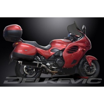 Delkevic slip-on kit Oval Carbon 450mm zonder e-keur - Trophy 900 (1996-2002)