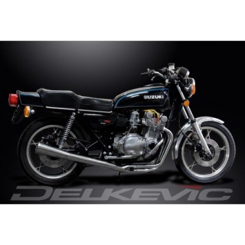 Delkevic volledig systeem Megaphone RVS 550mm zonder e-keur - GS750 (1977-1979)