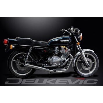 Delkevic volledig systeem Short Straight RVS 350mm zonder e-keur - GS750 (1977-1979)