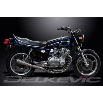 Delkevic volledig systeem Megaphone RVS 550mm zonder e-keur - GSX750E (1980-1983)