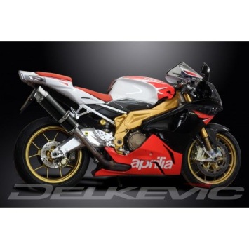Delkevic slip-on kit Round Carbon 350mm zonder e-keur - RSV 1000 R/FACTORY (2004-2010)