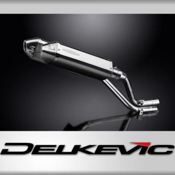 Delkevic slip-on kit Tri-Oval RVS 320mm zonder e-keur - NX650 Dominator 95-02