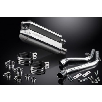 Delkevic slip-on kit Tri-Oval RVS 320mm zonder e-keur - NX650 Dominator 95-02