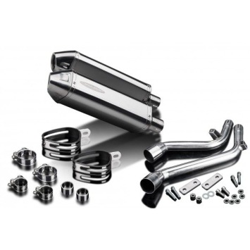 Delkevic slip-on kit Tri-Oval RVS 320mm zonder e-keur - NX650 Dominator 95-02