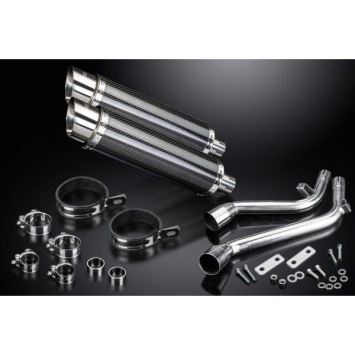 Delkevic slip-on kit Round Carbon 350mm zonder e-keur - NX650 Dominator 95-02