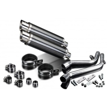 Delkevic slip-on kit Round Carbon 350mm zonder e-keur - NX650 Dominator 95-02