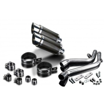 Delkevic slip-on kit Round Carbon 200mm zonder e-keur - NX650 Dominator 95-02