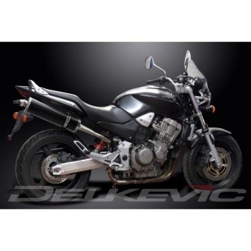 Delkevic slip-on kit Oval Carbon 450mm zonder e-keur - CB900F HORNET (2001-2009)