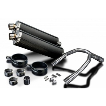 Delkevic slip-on kit Oval Carbon 450mm zonder e-keur - CB900F HORNET (2001-2009)