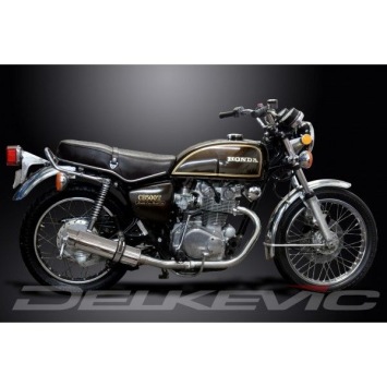 Delkevic slip-on kit Round RVS 350mm zonder e-keur - CB500T (1975-1976)