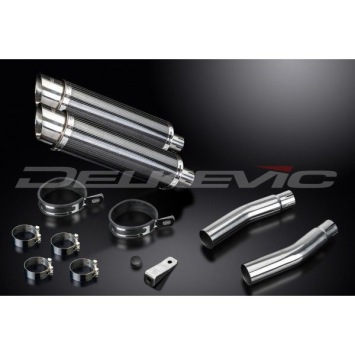 Delkevic slip-on kit Round Carbon 350mm zonder e-keur - CB500T (1975-1976)